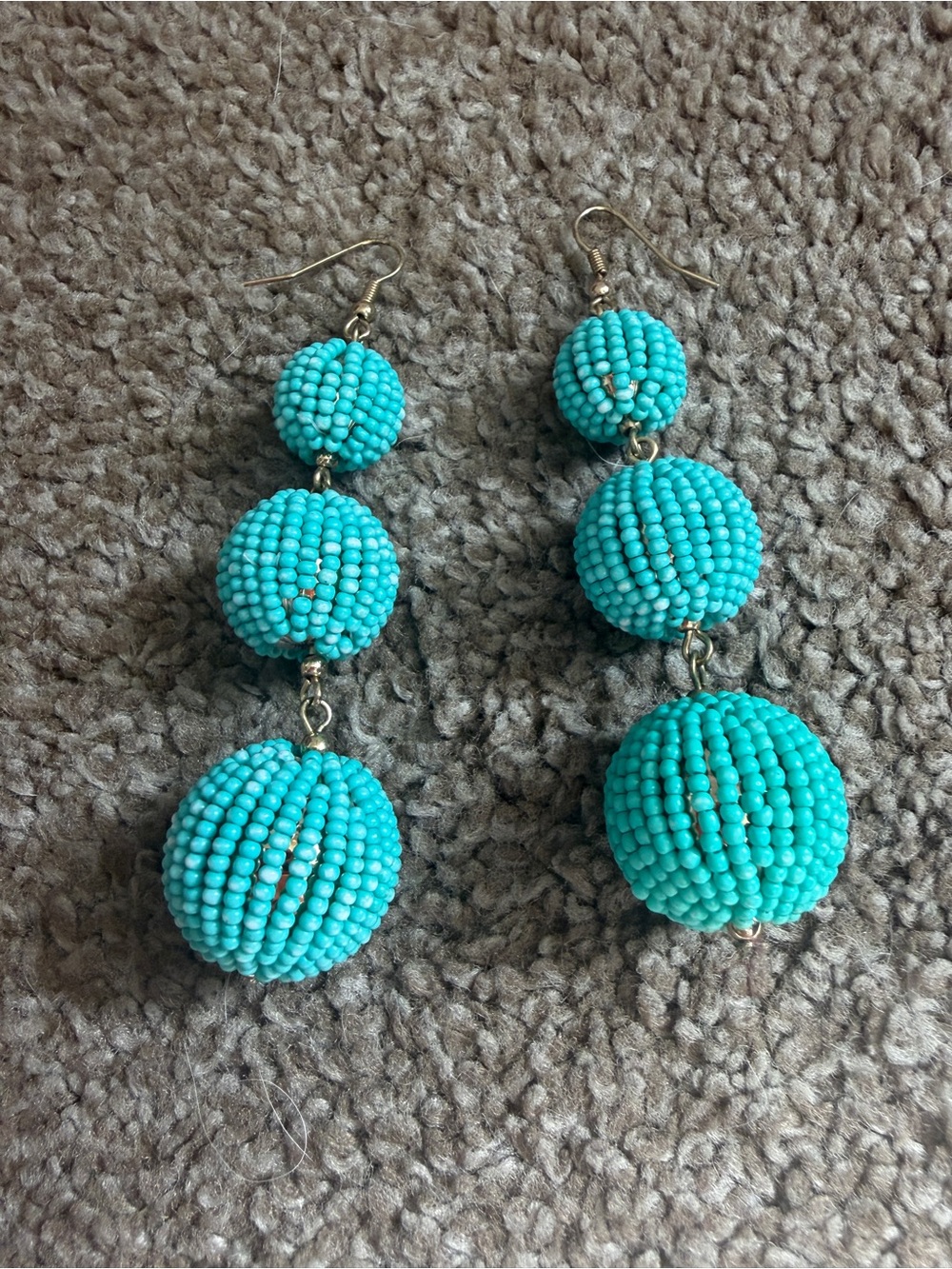 Anthropologie Turquoise Bead Triple-Drop Earrings for Women